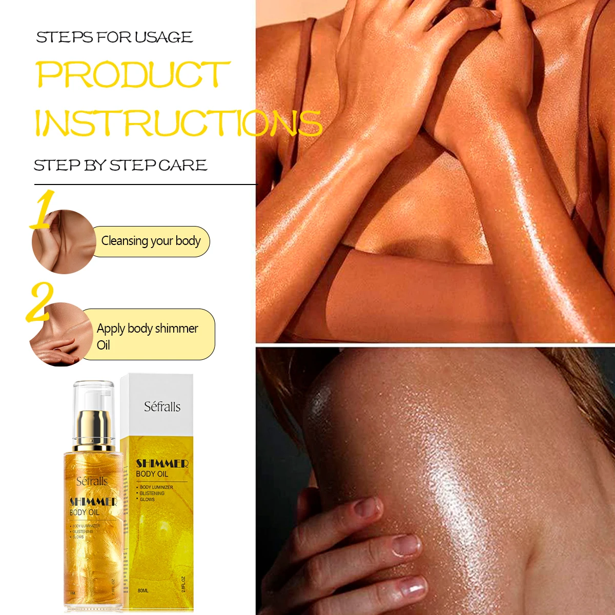 body oil shimmering body shine oil body shimmer brand Custom