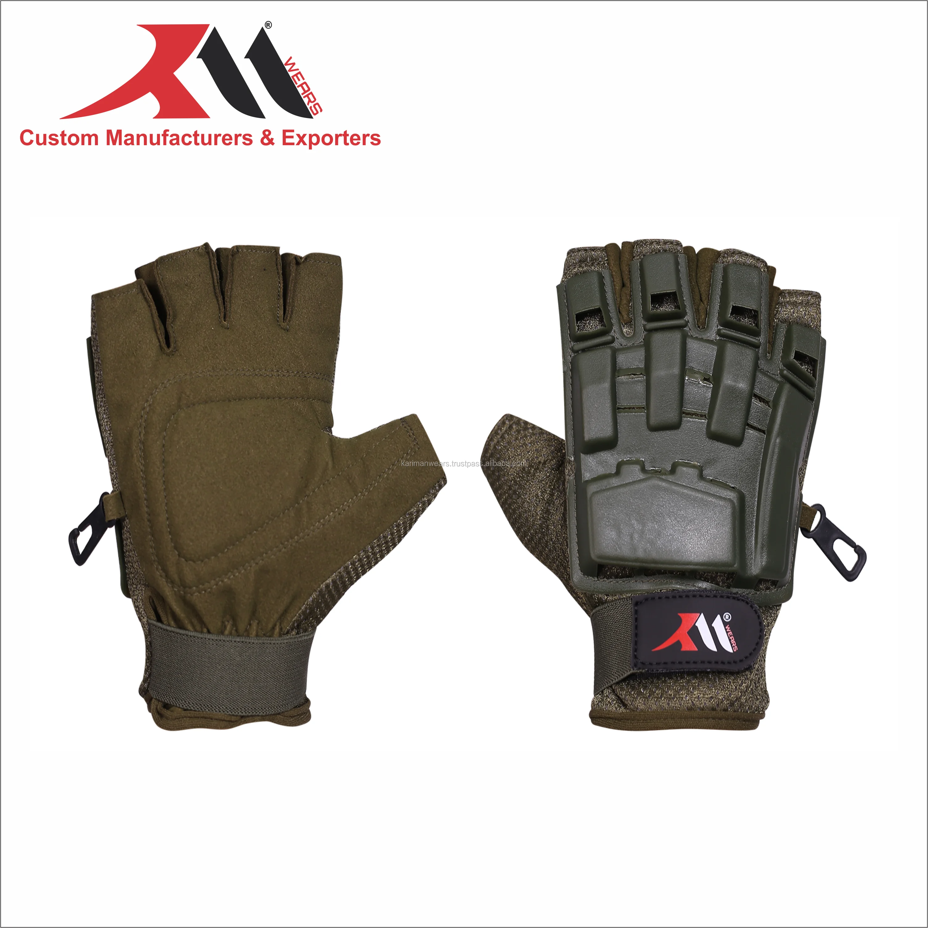 Winter Tactical Paintball Shooting Combat Anti-Skid Rubber Hard Knuckle Cycling Hiking Half Finger Gloves