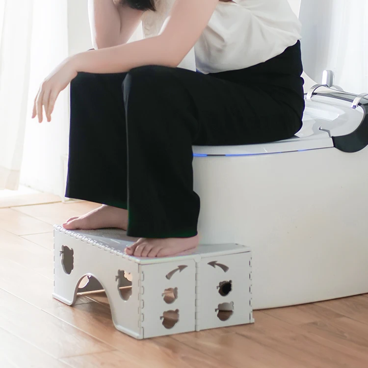 Wholesale squatty thickened non-slip bathroom plastic foot stool foldable toilet step stool for kids adults