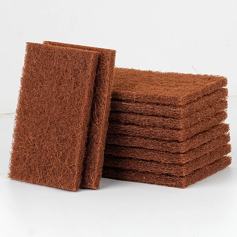 New Design Sisal Scouring Pad Sponge For Dishes Cleaning Deep Brown Polishing Rust Removal Kitchen Wash Pot Stove Cleaning Cloth