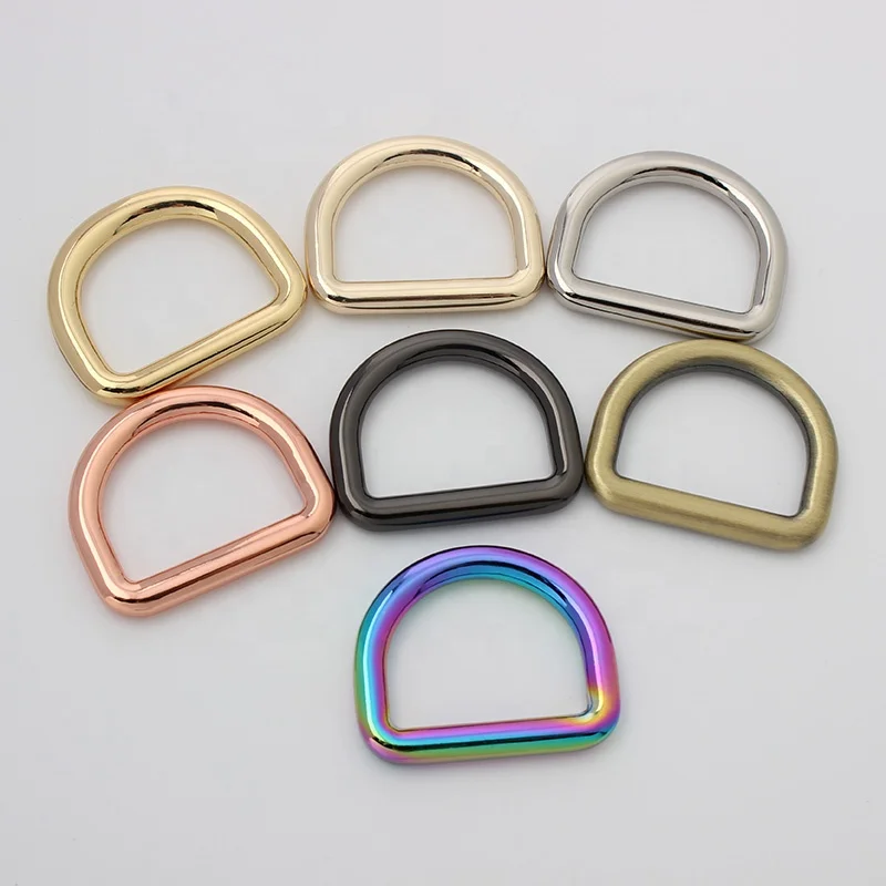 6 Colors Inner Size 16mm 20mm 25mm High Quality Colorful Small D Ring For Purse Rainbow D Buckle Metal Bag Hardware D Ring