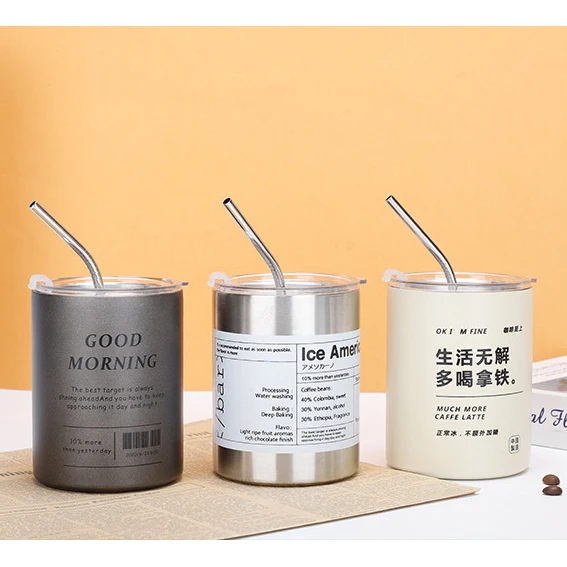 Creative 20 OZ Home Outdoor Glass Pop Top Can Water Bottles Coffee Cup Tumbler Vacuum Flask Thermoses with Straw