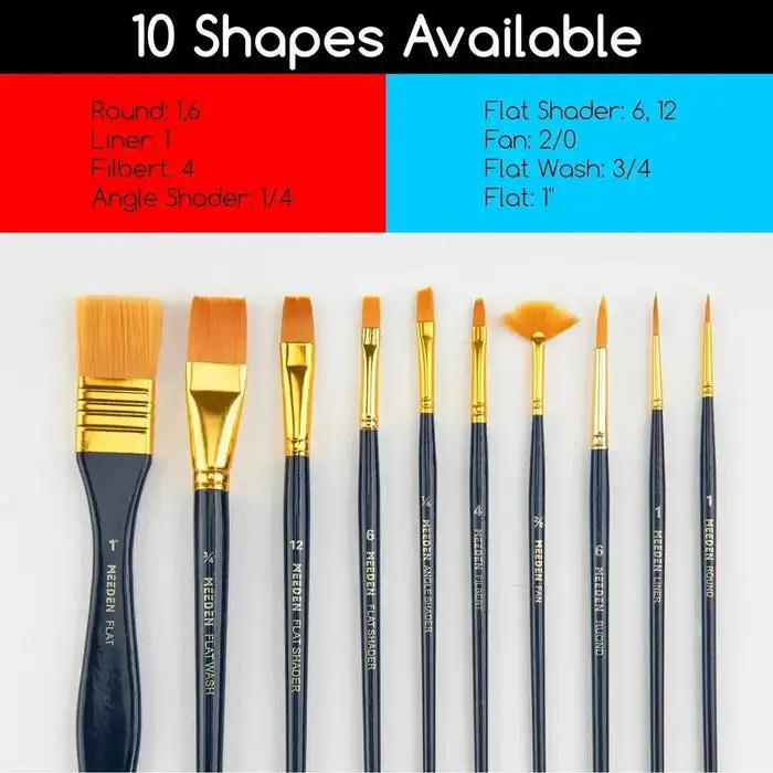 MEEDEN Private Label Art Paint Brush Set for Watercolor Oil Gouache Acrylic Painting