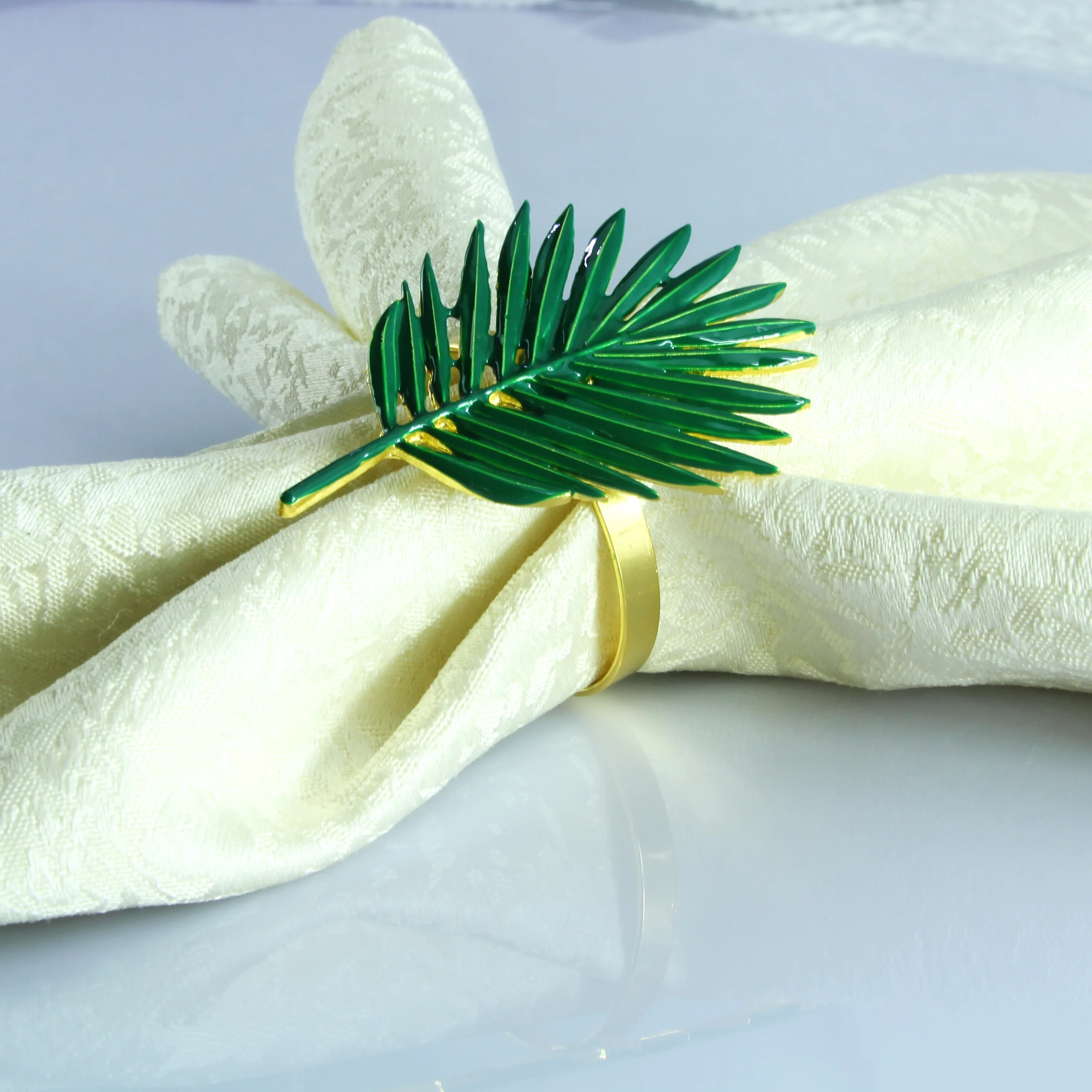 metal green leave napkin ring decoration wedding napkin holder qn20090105