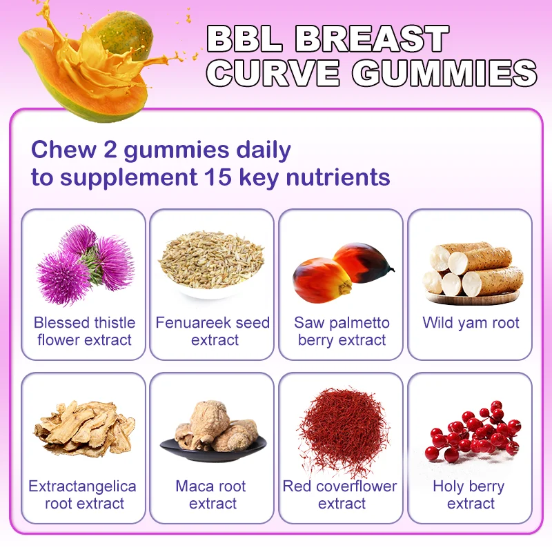 OEM частный лейбл hip грудки gummies увеличение gummy кривой подъема BBL