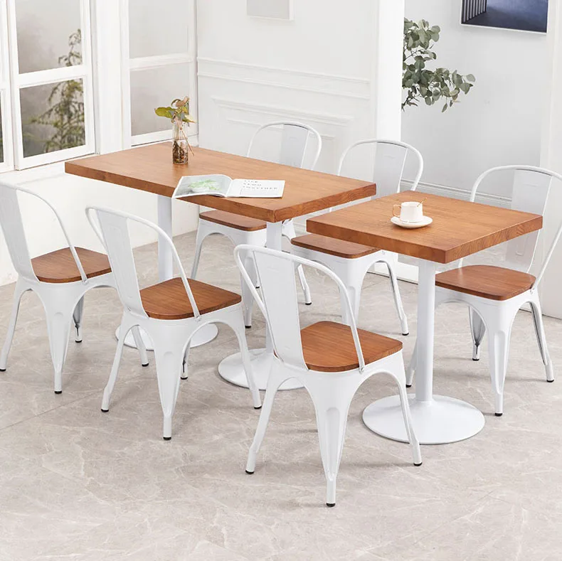 New Design Industrial Style Small Square Wooden Solid Wood Dining Restaurant Table for sale