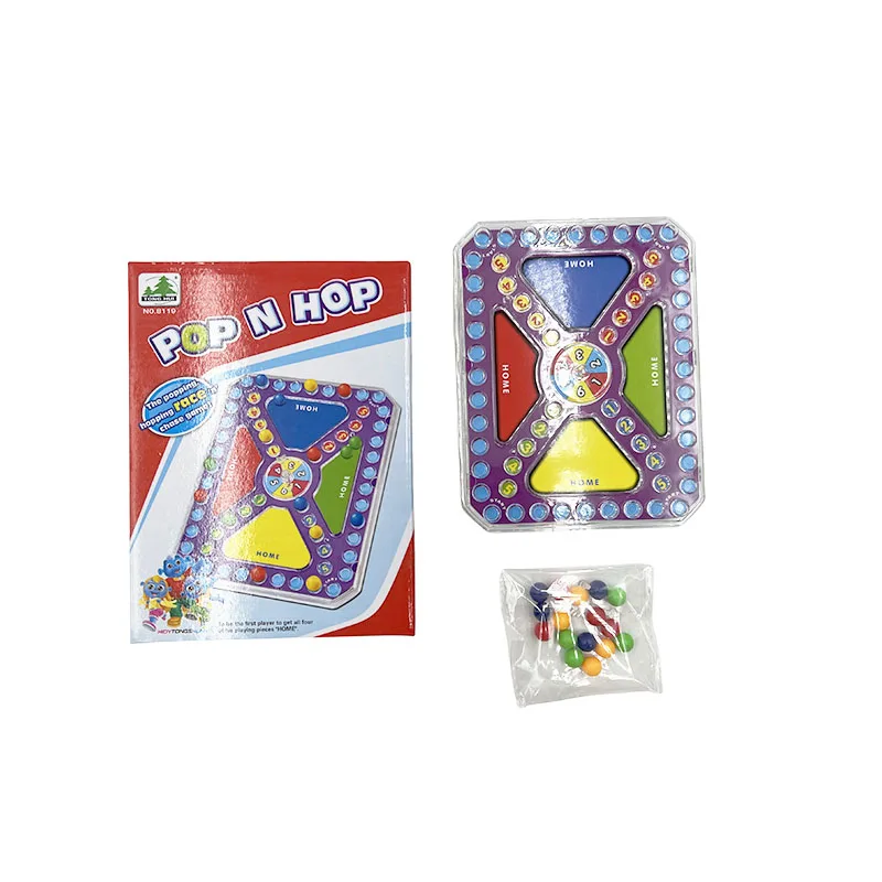 Plastic educational kid toy POP N HOP chess game Battle Ludo