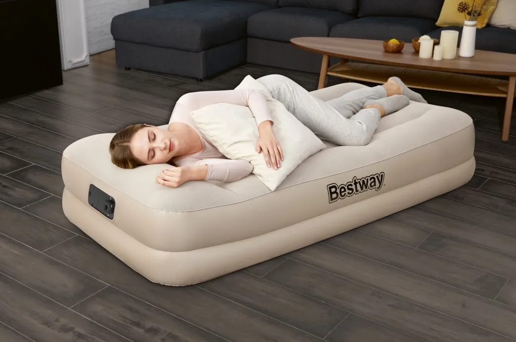Bestway 67694 Tritech Air Mattress Twin with Built-in AC Pump Built-in Pillow 75 in. x 38 in. x 16.5 in.