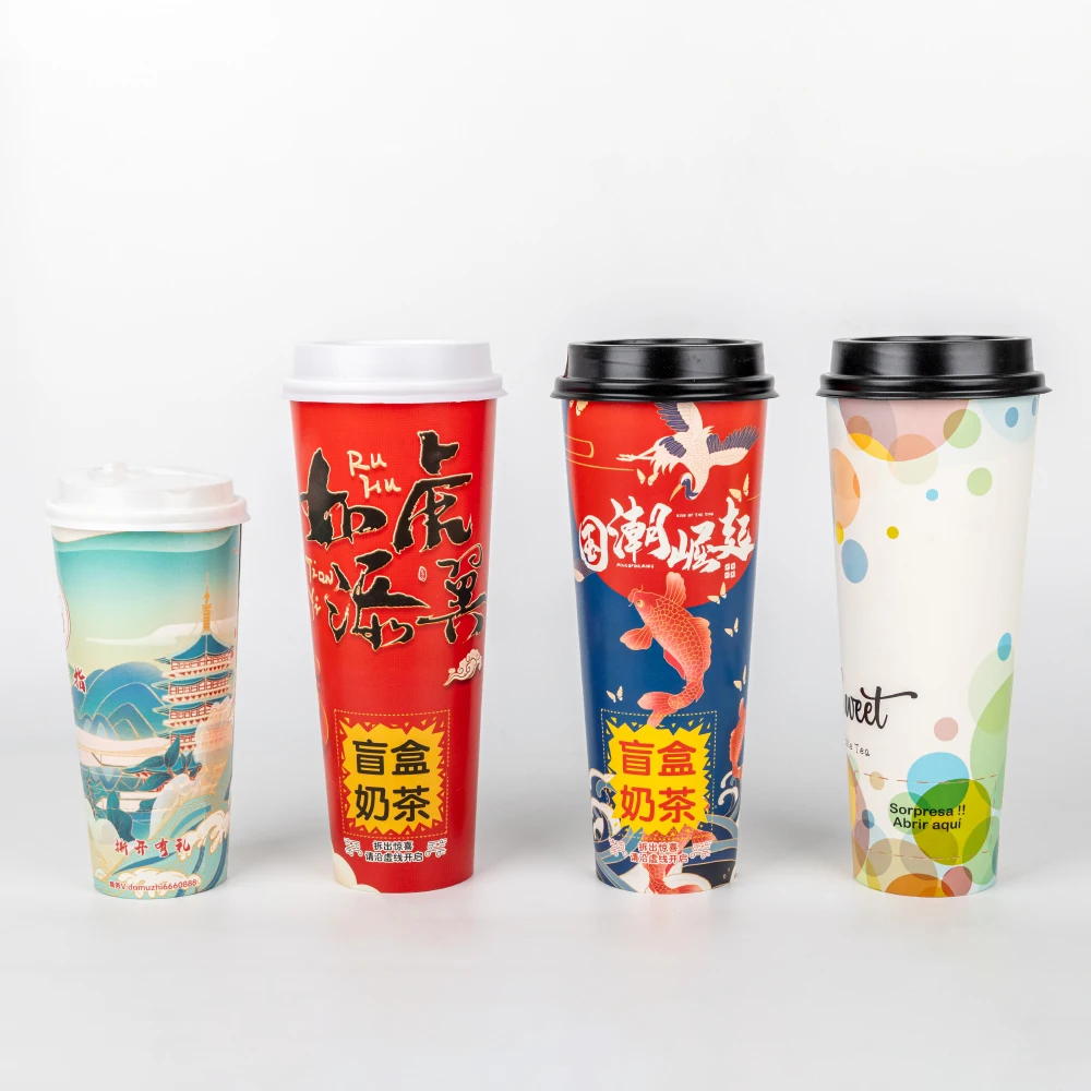LOKYO Wholesale take away custom disposable bubble tea lucky gift mystery blind cups surprise double paper cups