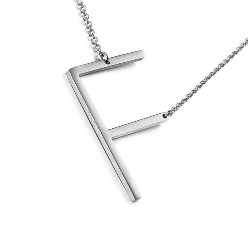 Newest Design 18K Gold Plated English Alphabet Necklace Statement Stainless Steel A-Z 26 Initial Letters Pendant Necklaces