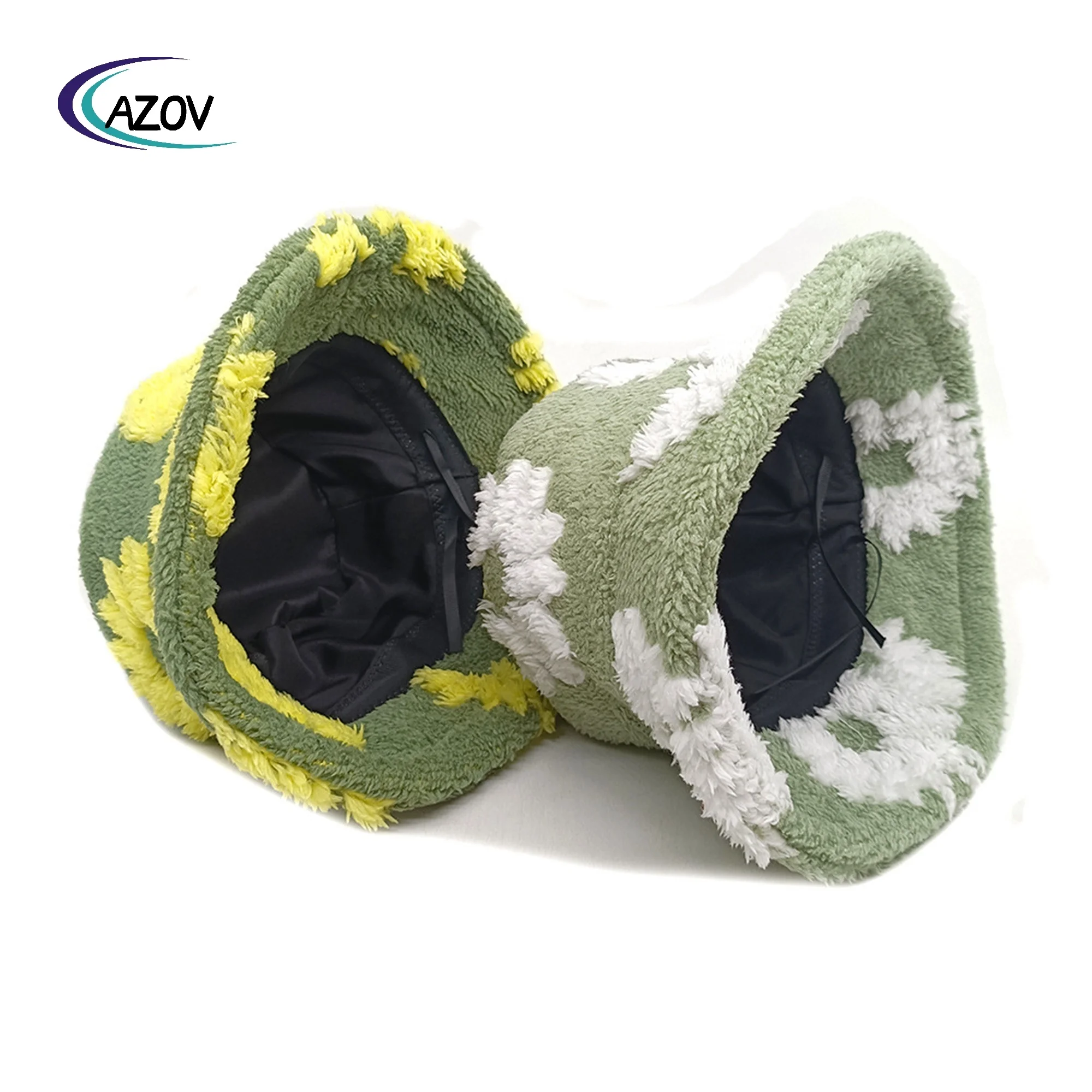 Winter New Sunflower Flower Bucket Hat 2024 Female Teddy Plush Bucket Hat Plush Outdoor Keep Warm Beanie Hat