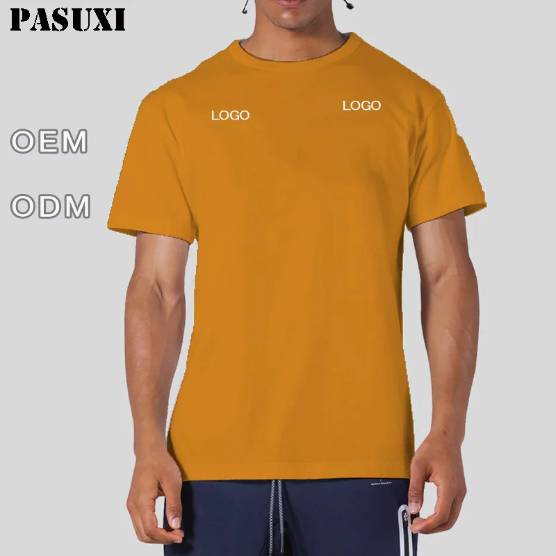 Летняя модная футболка PASUXI Высококачественная дышащая унисекс 100% хлопковая Повседневная 200 г с логотипом на заказ большие размеры