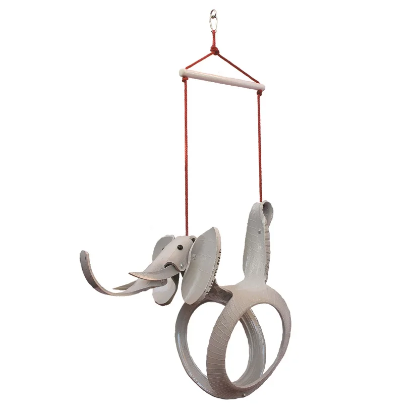 
outside swing Recycled Tire swing Swing for Kids 3 to 10 years old gray elephant 