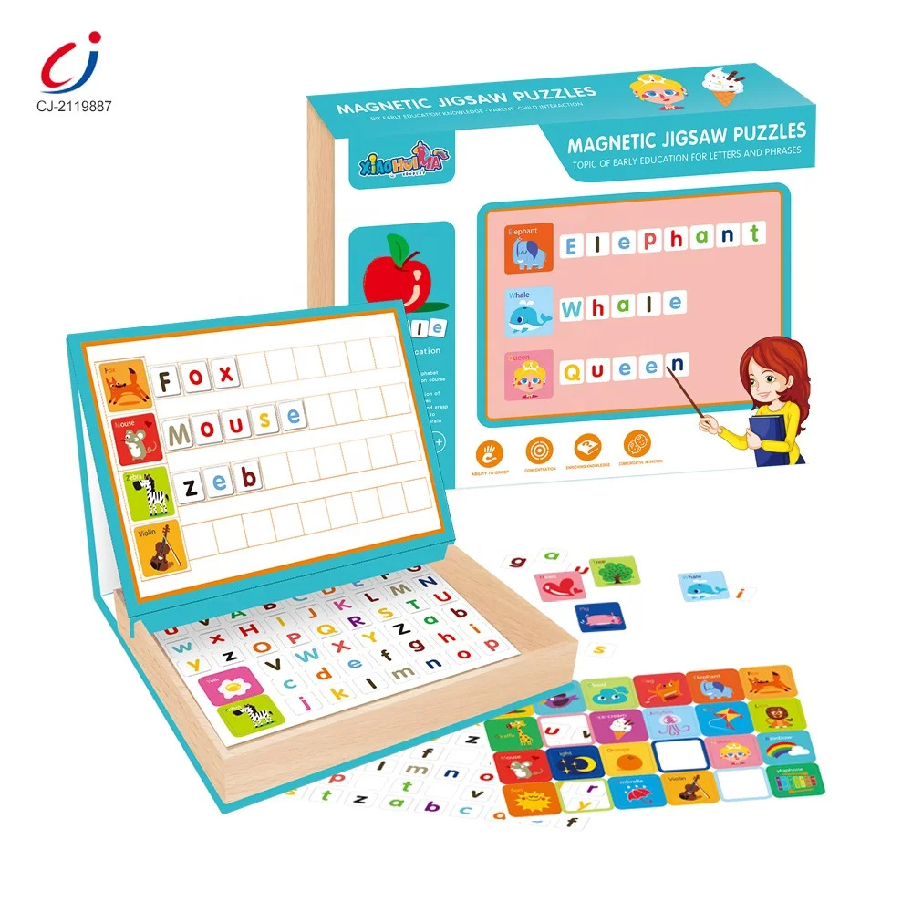 Kids educational toys creative 2 in1 painting magnet english alphabet letters puzzle games box 3D magnetic alphabet book