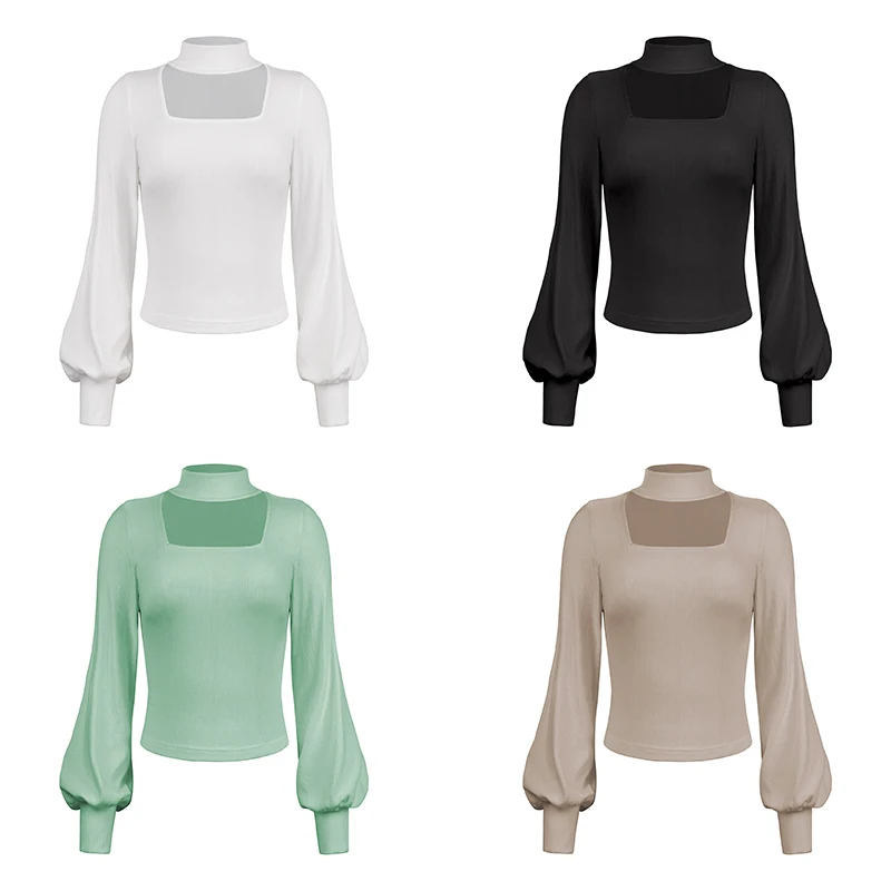 Lie Fallow Clothing Lady Sexy Hollow Out Hole Elegant Long Sleeve Shirts Knitted Blouse Casual Womens Clothing Top Quality