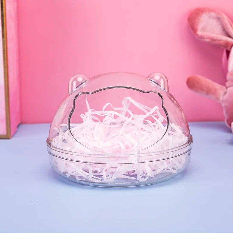2022 New Design Bear shape transparent Hamster sleep nest visible cage for small animals easy clean hamster case with window