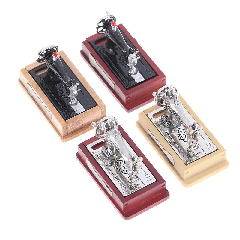1/12 Doll House Decor Miniatura Toy Vintage Miniature Sewing Machine Furniture Toys Gifts For Retro Children Toys Accessories