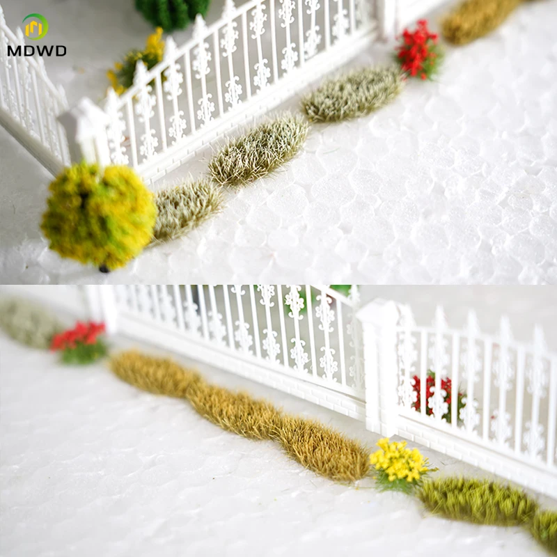 14 pcs 6MM Flock Grass For 35 48 72 87  G O HO N TT Z Scale Artificial Landscape Bushes Miniature Model Train Layout