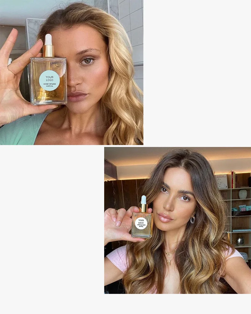 Private Label Honey Infused Hair Oil 50ml Natural Soothing Scalp to Deeply Nourish Moisturize