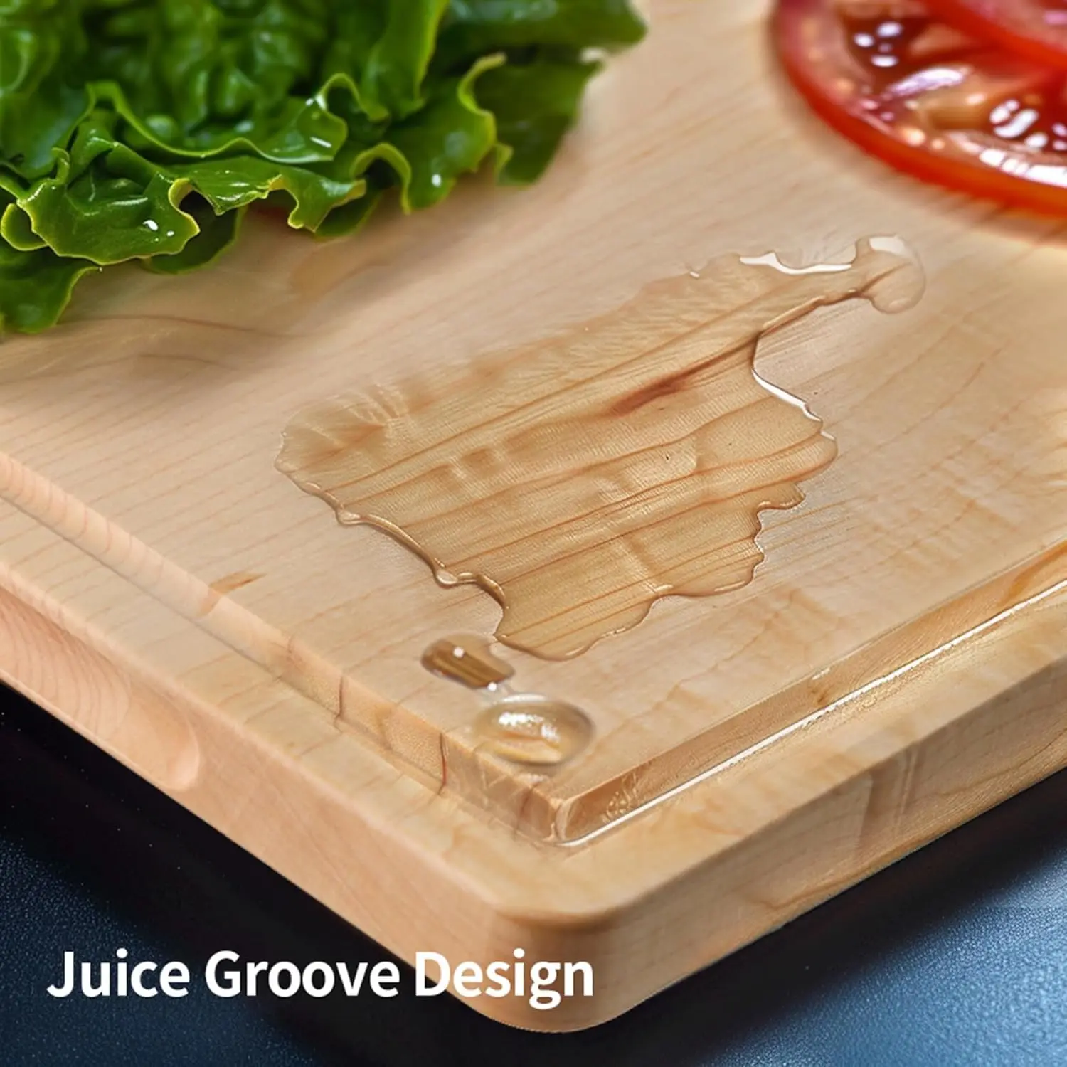 Maple Wood Cutting Board Reversible Wooden Chopping Boards for Kitchen with Juice Groove Large Fruit Charcuterie Board