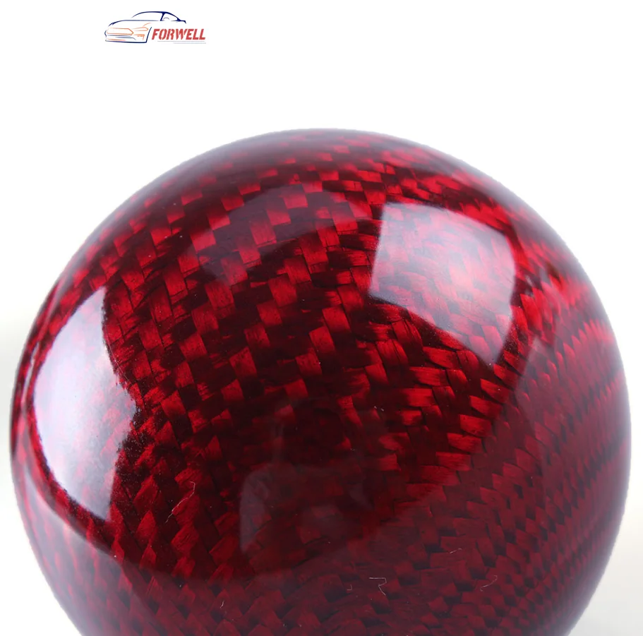 
Car Gear Shift Knob Round Ball Shape Carbon Fiber Universal with Adapters 
