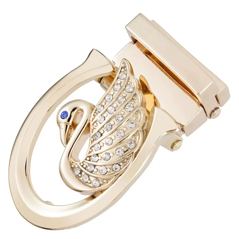 New Designer Buckles Casual Luxury Ladies Belts Buckles inlay with swan shape in Reversible in Zinc Alloy
