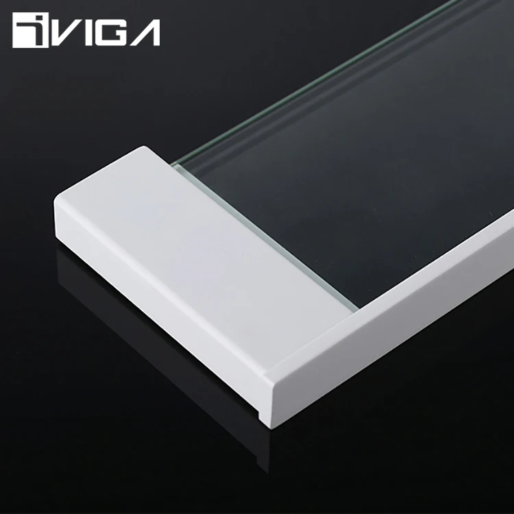 Top Selling Hotel Bathroom Accessories Square SS304 Single Layer Glass Shelf