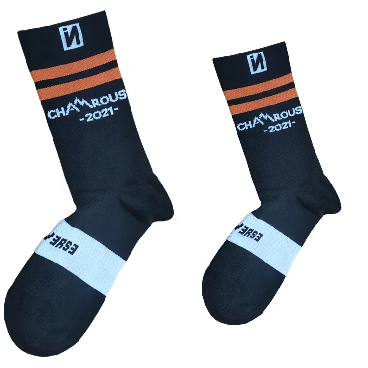 Wholesale Breathable Quick Dry Custom LOGO Men Women Performance Cycling Compression Crew Socks for Outdoor