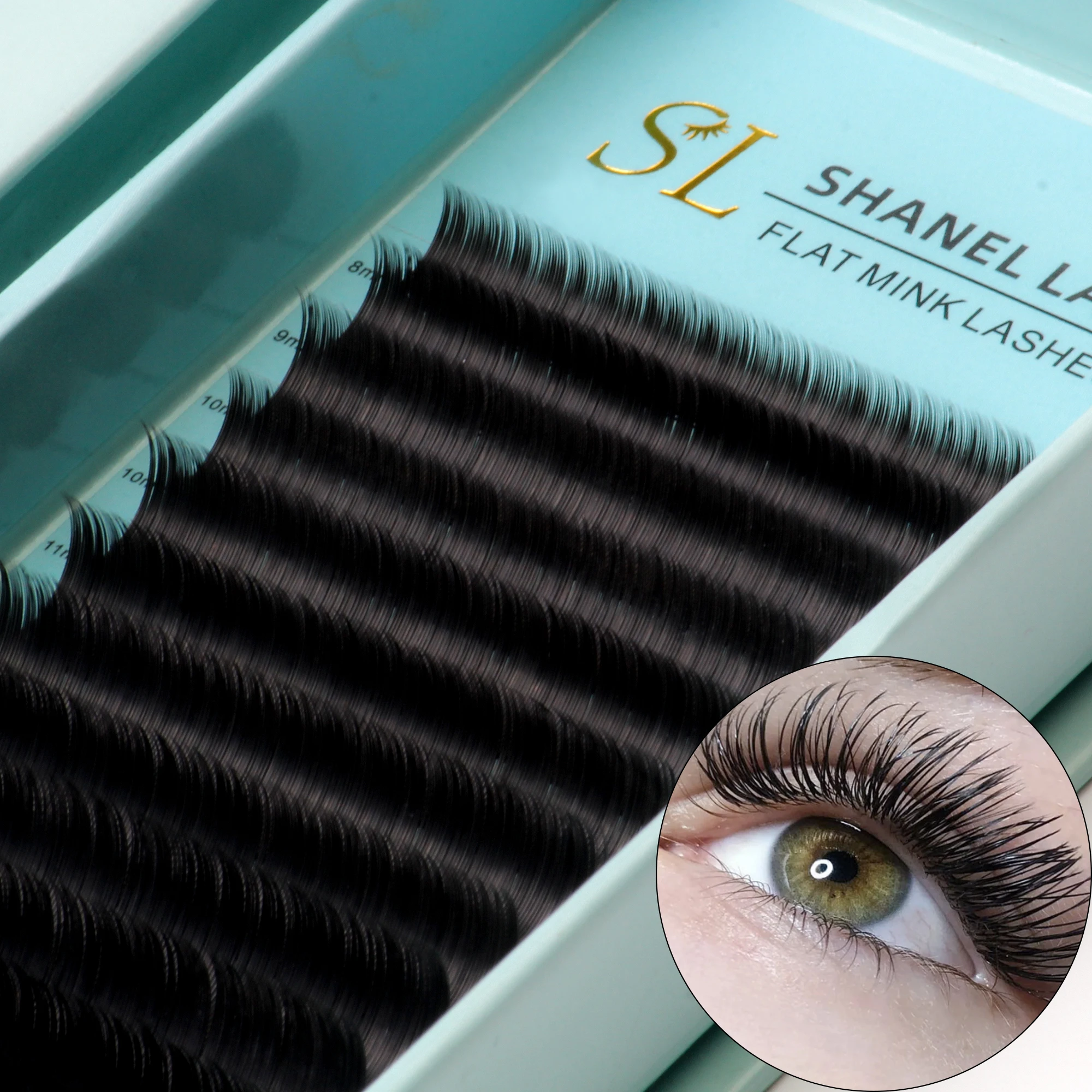 Wholesale Silk Ellipse Flat Eyelash Extension 0.12 Individual Super Soft Flat Lashes 100% Handmade Flat Lashes 12 16 Rows Custom