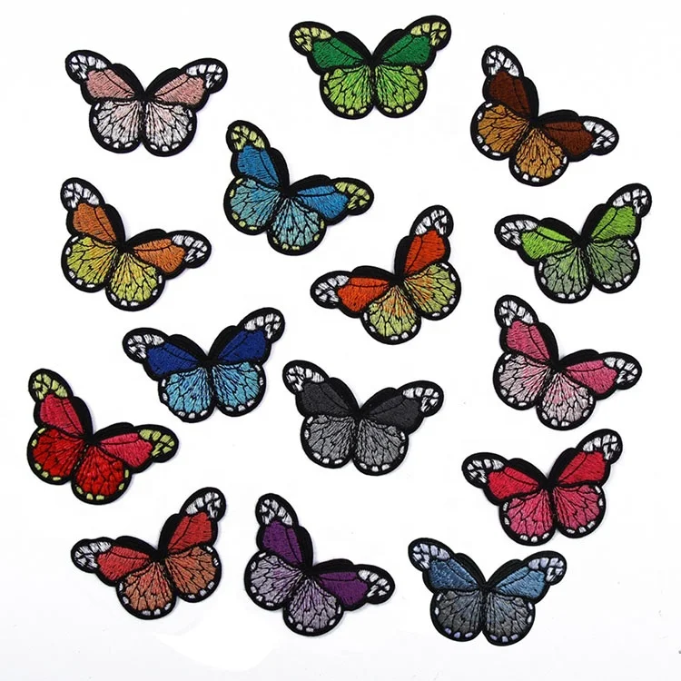 
Custom Twill Iron On Embroidered Butterfly Embroidery Patches For Clothing 