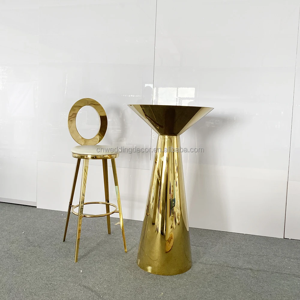 Коктейльный столик из нержавеющей стали золотой высокий барный журнальный и стул для кофейни