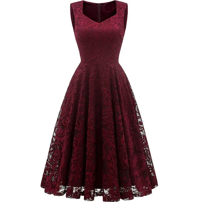 Модное Элегантное кружевное женское вечернее платье без рукавов