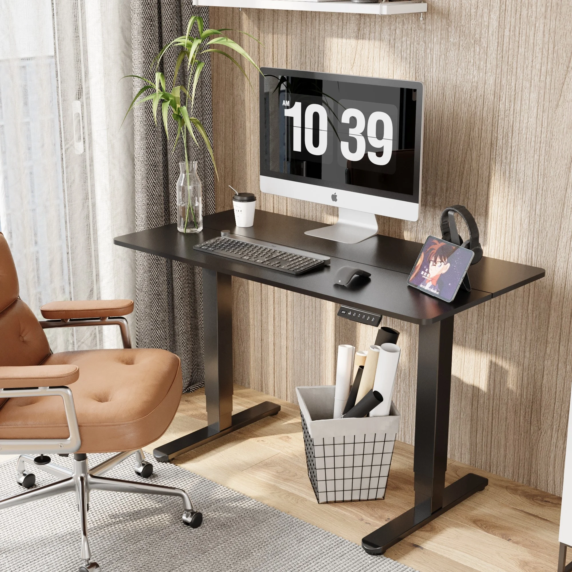 V-mounts ergonomic furniture adjustable dual motor sit-stand desk with 3-section reversed column VM-JSD2-01-D-2P