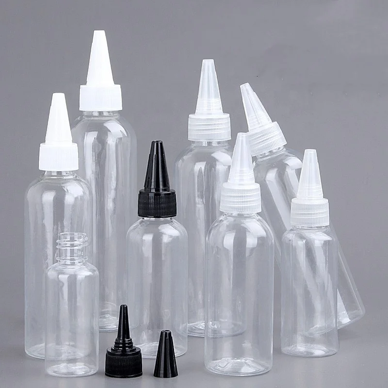 Hot Sale 10/30/50/60/100/120ml Transparent Sharp-mouth Bottle Plastic Squeezable Needle Bottles Color Paste Ink Glue Bottle