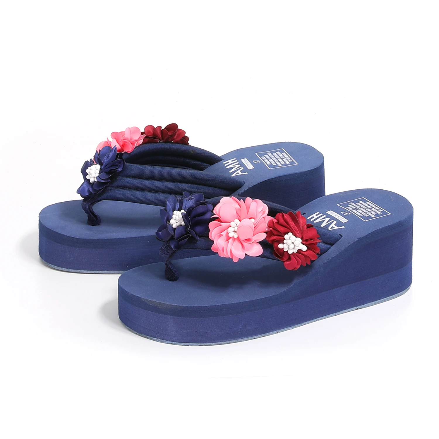 ladies heels slippers women outdoor high heel sandals slippers outdoor wedge flower wedding high heels flip flops