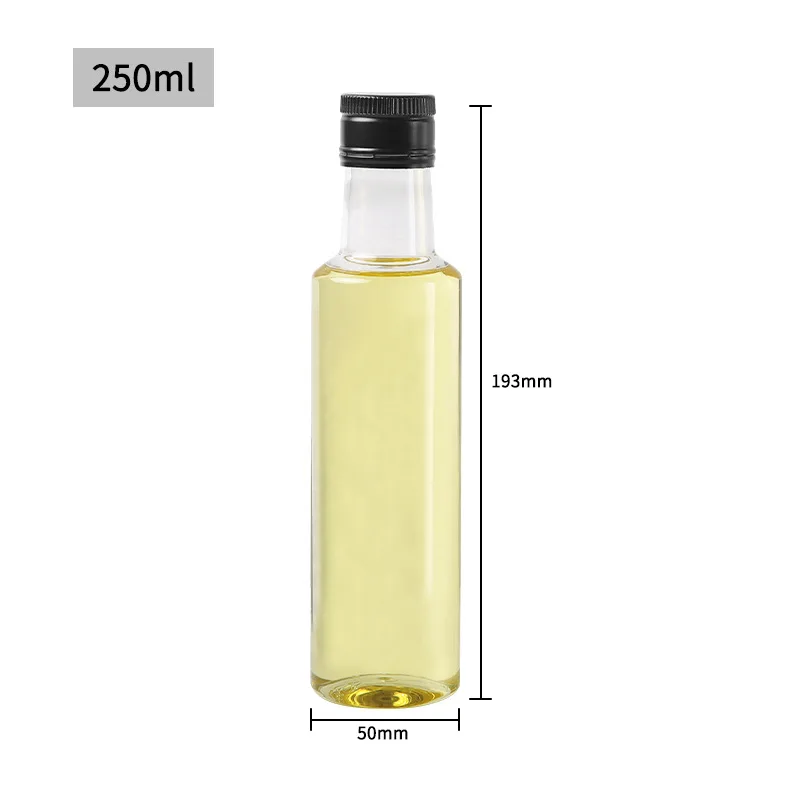 Food Grade 250ml PET Round Shape Manufacturers Empty Olive Oil Cooking Packing Bottle Small Bottle For Cook Oil