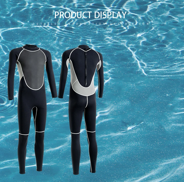 Factory Supply Wholesale Men 3MM Black Grey Long Sleeve Neoprene Surfing Diving Wetsuit for Swimming Snorkeling