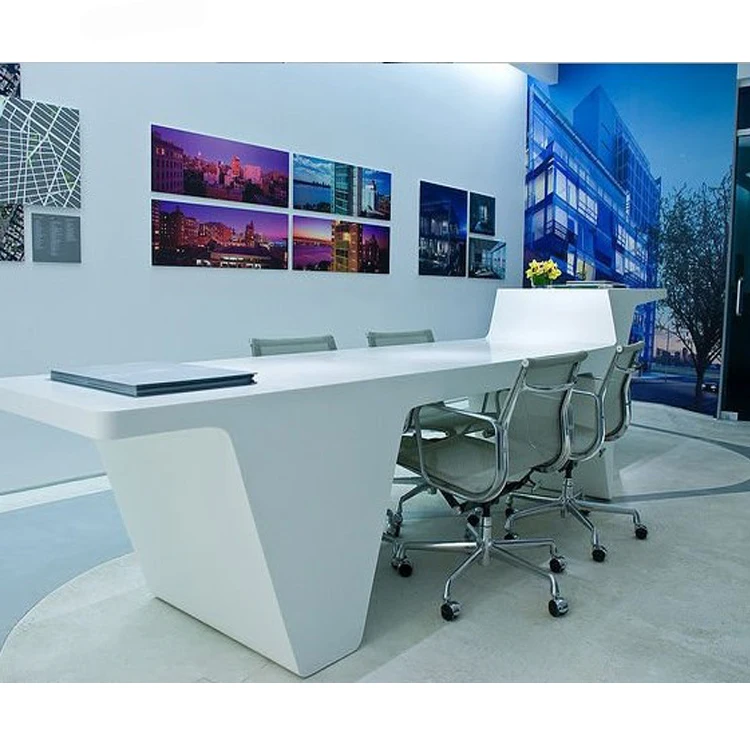 Long Size White Color Used Dental Office Room Marble Stone Office Tables and Chairs Director