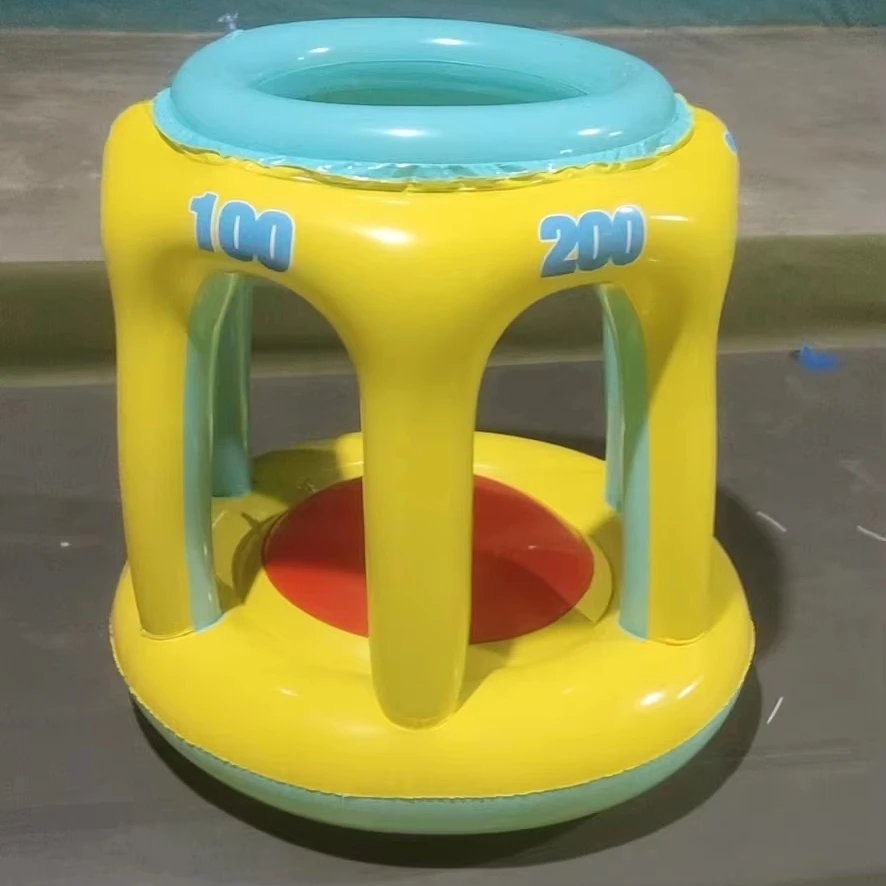 Inflatable Pool Basketball Set,Complete Poolside Basketball Goal with Floating Hoop and Ball,Ideal for Summer Fun