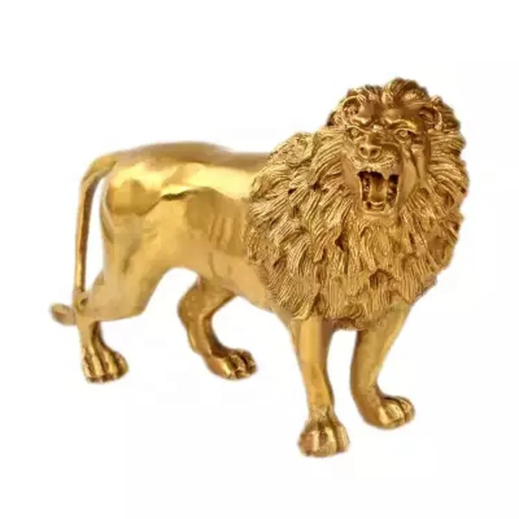 Manufactory Wholesale Outdoor Life Size Bronze Casting Animal Lion Statue Metal Crafts Brass Lion Sculpture Statue For Sale