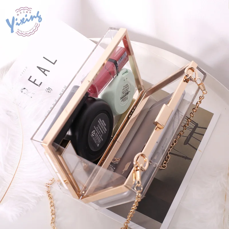 2024 Luxury Women Wedding Hand Bag Bridal Handbag Transparent Clutch Party Acrylic Evening Bags Clear Purse