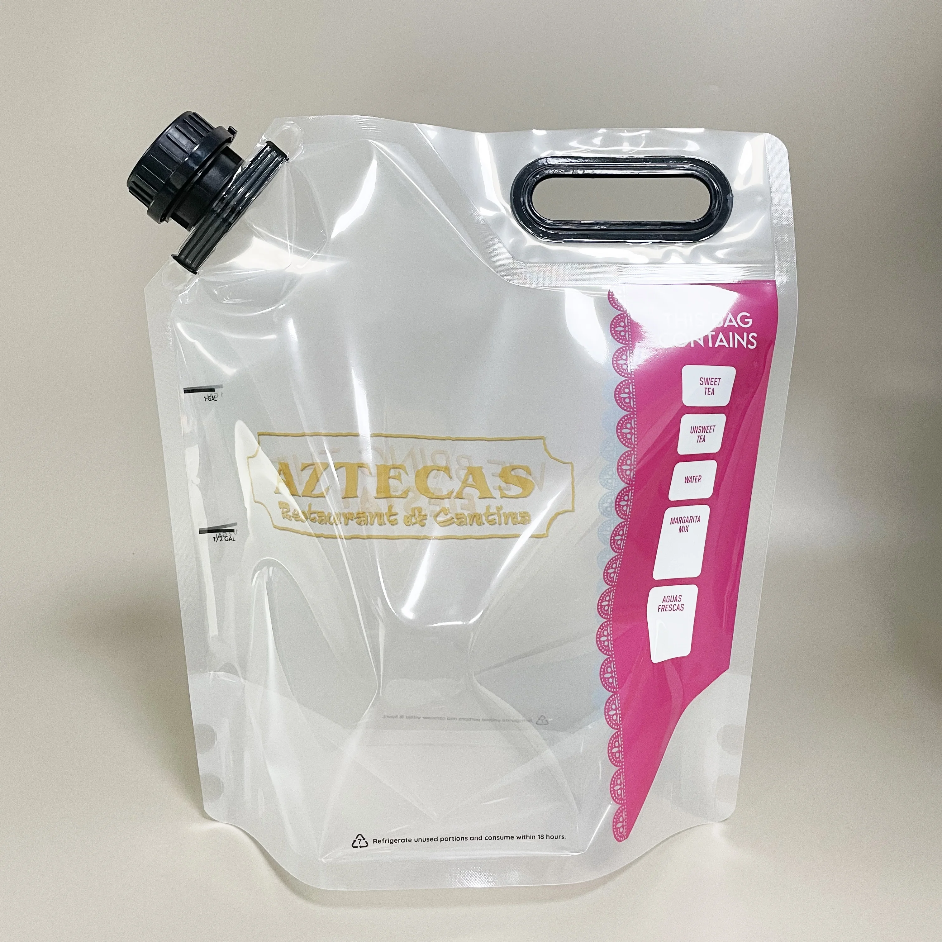 4L drinking water bag spout pouch catering beverage bags for sweet tea filling