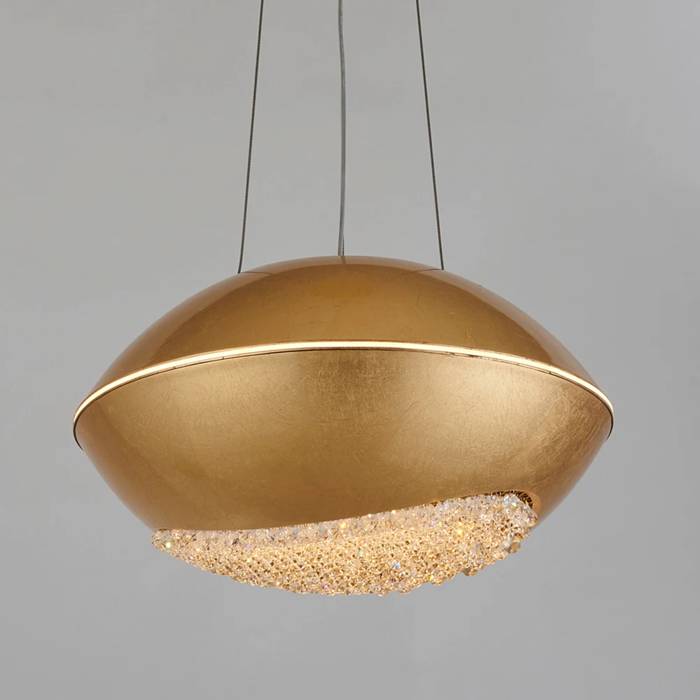 2025 Innovative design modern simple style handmade gold leaf craft crystal pendant light home decor luxury classic lighting