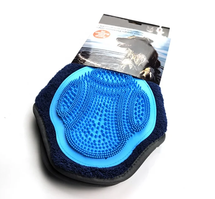 2 In 1 Pets Cleaning Microfiber Glove Brush Towel, Pets Bath Cleaning Towel
