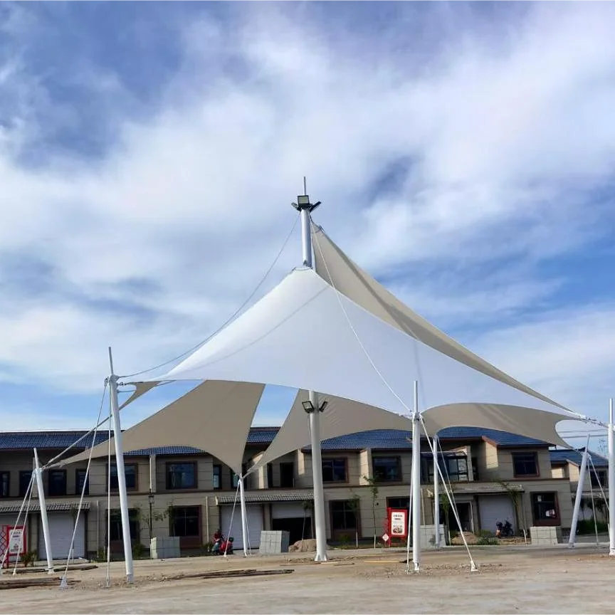 Outdoor PVDF coated fabric architectural sunshade tensile membrane structure tent