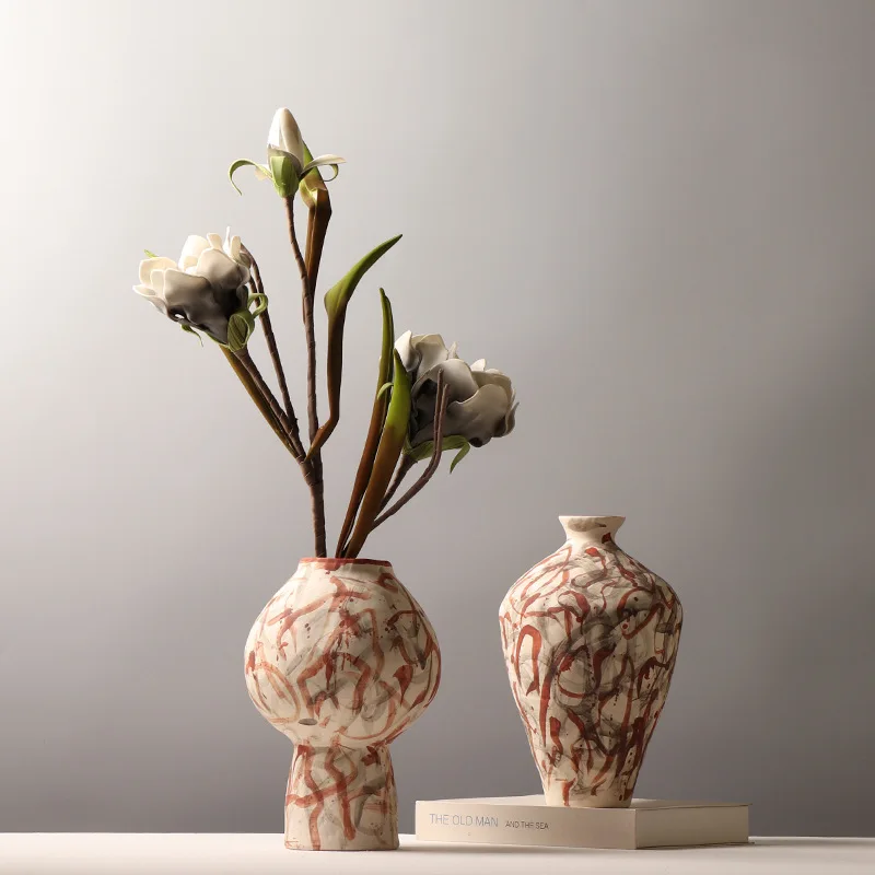 2025 Creative Decorative Small Abstract With Design Sense Home Decoration Retro Ceramic Vase