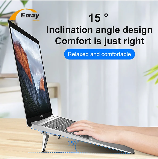 High Quality Mini Laptop Stand Shiel Shape Repeatable  Aluminium Laptop Stand  Portable Free Standing Foldable