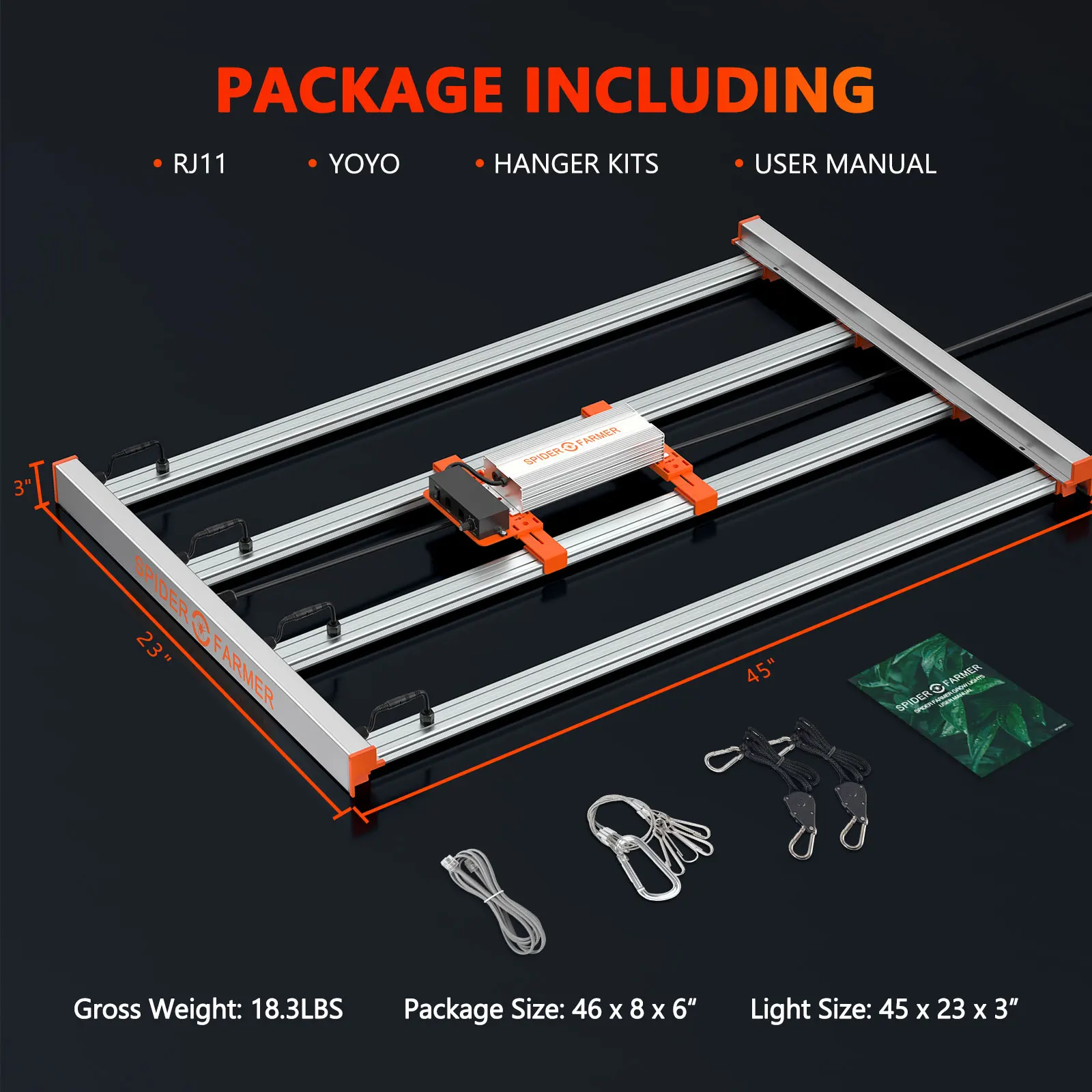 Spider Farmer G4500 4 Bars 450W Photontek Led Grow Light For Hydroponics LEDGROWLIGHT