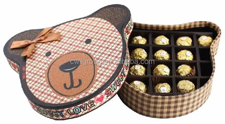 Custom Cute Bear Design Paper Cardboard Chocolate Display Packaging Box for Christmas Gift