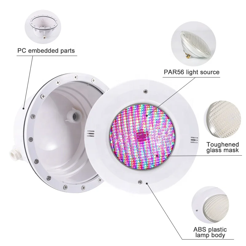 CE ROHS 12volt 24volt 18W landscape abs plastic recessed underwater light abs ip68 rating par56 housing led swimming pool light